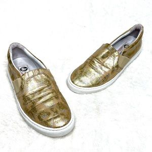 Lanvin Metallic Gold Slip on Sneakers Size 7